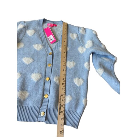 NEW Lilly Pulitzer Heart Jacquard Sweater Cardigan  size S Blue Button Front - Picture 7 of 9